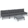 vidaXL Garden Lounge Set Grey Solid pine wood, fabric (100% polyester)