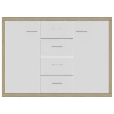 vidaXL Sideboard White and Sonoma Oak 34.6"x11.8"x25.6" Engineered Wood