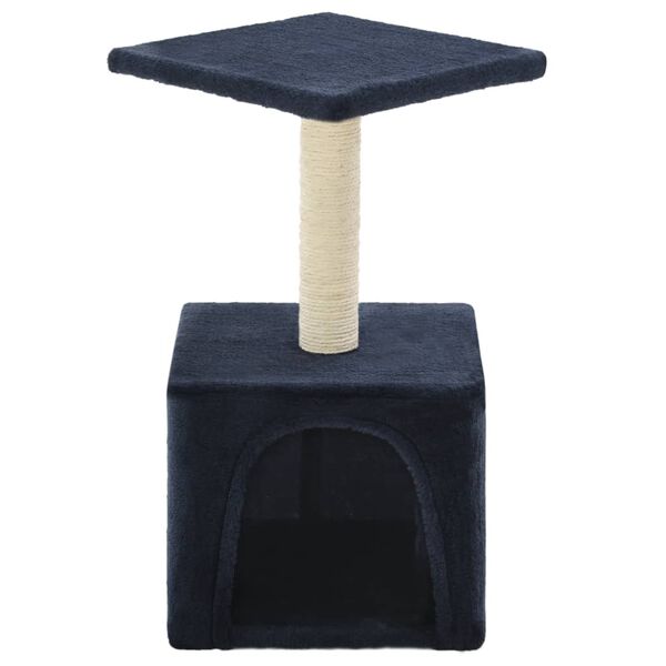 vidaXL Cat Tree Dark Blue Particle Board, Plush, Sisal Rope Small