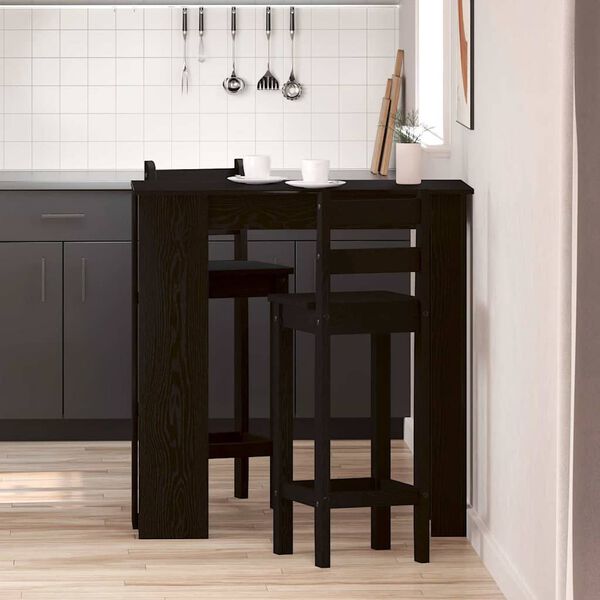 vidaXL Bar Table Black Oak 40.16 x 19.69 x 40.75 in Engineered Wood