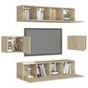 vidaXL TV Cabinet Set Set of 6 Sonoma Oak Engineered Wood Medium