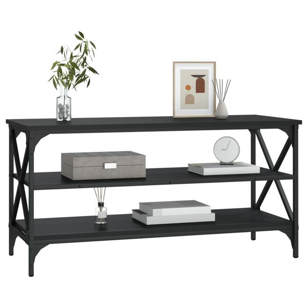 vidaXL TV Cabinet Black Engineered wood, iron TV Cabinet Rectangular
