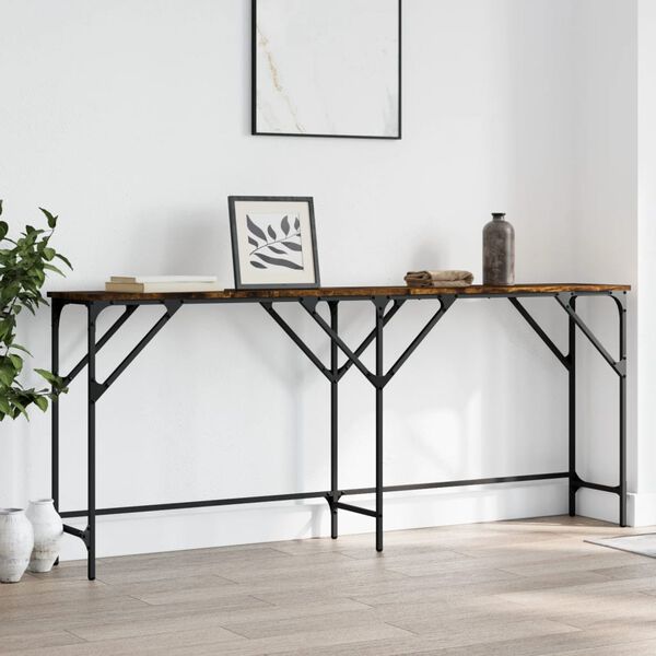vidaXL Console Table Smoked Oak Engineered Wood Large Adjustable Feet