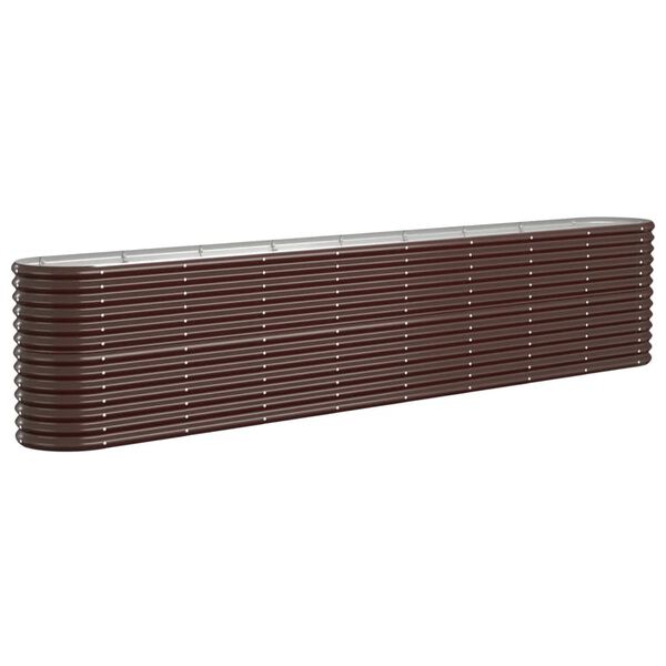 vidaXL Large Brown Oval Planter Box Powder-coated steel