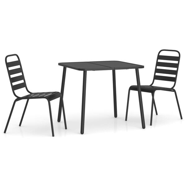 vidaXL Garden Dining Set Anthracite Steel Small Stackable