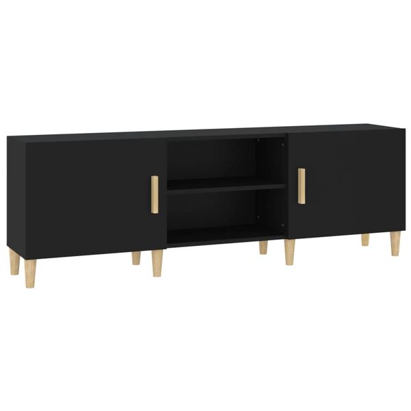 vidaXL TV Cabinet Black Engineered wood TV Cabinet Rectangular