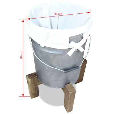 vidaXL Laundry Basket Galvanized Iron Solid Reclaimed Wood 11.8"x22.8"