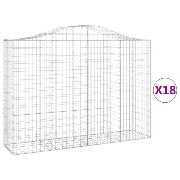 vidaXL Gabion Basket Set of 18 Silver Galvanized Iron Large