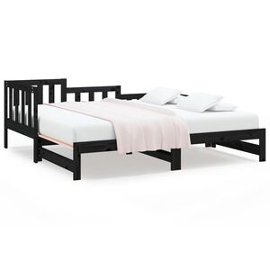 vidaXL Day Bed Black Solid pine wood 2x