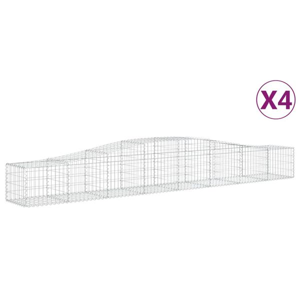 vidaXL Gabion Basket Set of 4 Silver Galvanized Iron Extra Large