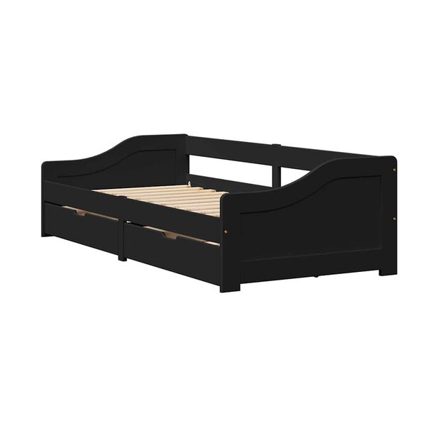 vidaXL Day Bed Black Solid Pine Wood, Engineered Wood Twin