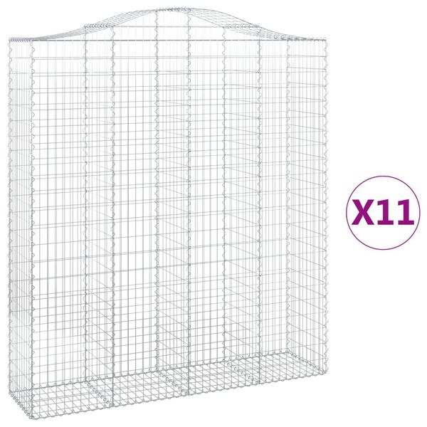 vidaXL Arched Gabion Baskets 11 pcs 78.7x19.7x220/240" Galvanised Iron
