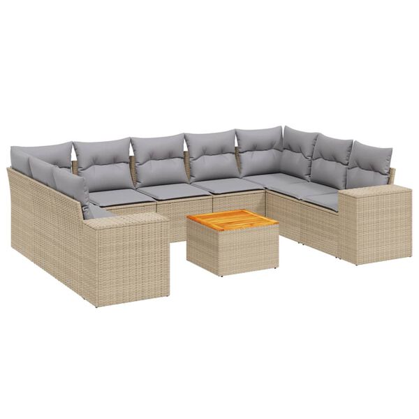vidaXL Garden Sofa Set Beige, Light Grey