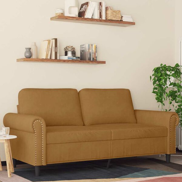 vidaXL 2-seater Sofa Brown Velvet 55.1 in wide Stylish Design