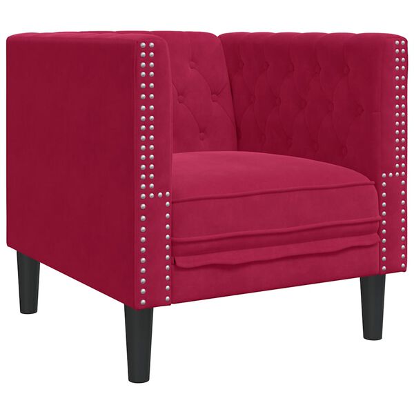 vidaXL Chesterfield Sofa Chair Wine red Velvet (100% polyester) Single