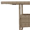 vidaXL Garden Table Beige Poly Rattan, Powder-Coated Steel, Tempered Glass