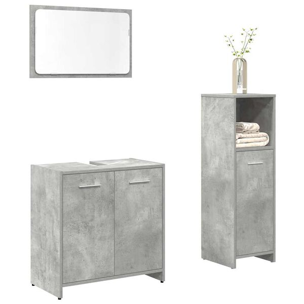 vidaXL Bathroom Furniture Set Concrete Grey Engineered Wood