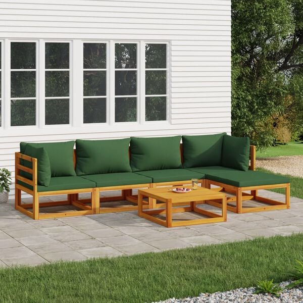 vidaXL Garden Lounge Set Green, Natural Wood Solid Acacia wood, Polyester