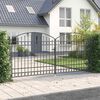 vidaXL Fence Gate Double Door with Arched Top Steel 157.5x68.9" Black
