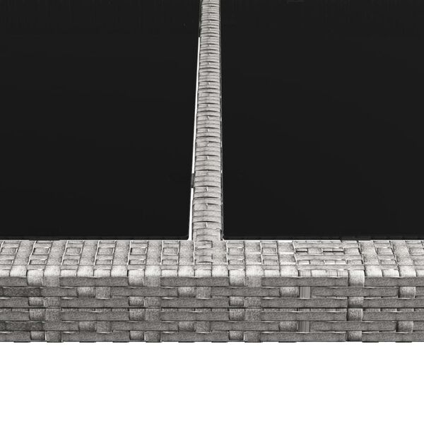 vidaXL Outdoor Dining Table Grey PE rattan, black tempered glass, steel