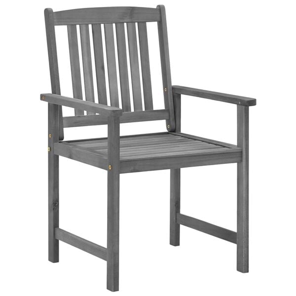 vidaXL Garden Chair Set of 2 Grey Solid Acacia Wood Medium Durable