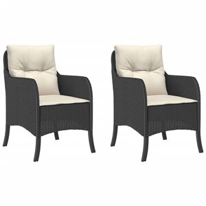 vidaXL Garden Chair Set of 2 Black PE Rattan Standard Removable Covers