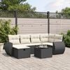 vidaXL Garden Sofa Set Black Poly Rattan 7 Piece Modular