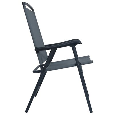 vidaXL Folding Patio Chairs 2 pcs Texilene Gray