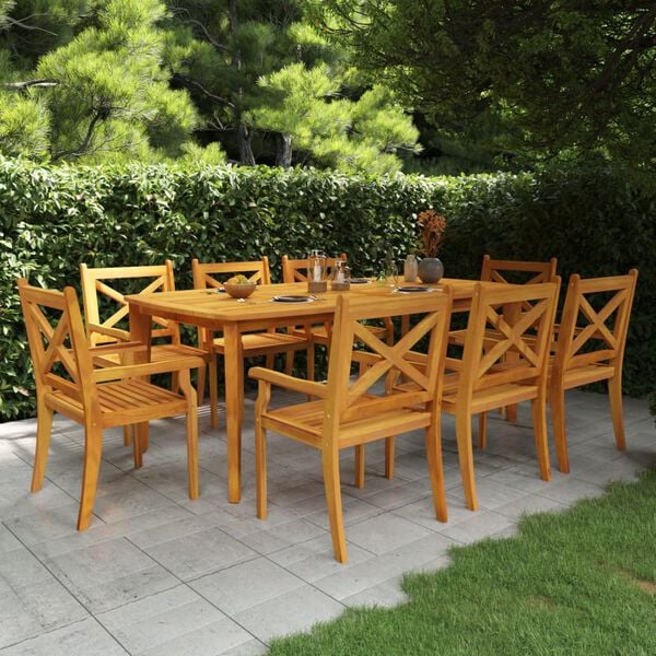 vidaXL Garden Dining Set Brown Solid Acacia Wood with an Oiled Finish