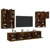 vidaXL TV Wall Cabinet Set Smoked Oak Engineered wood, Glass Large