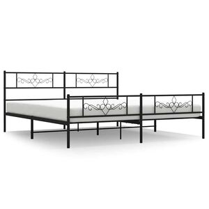 vidaXL Bed Frame Black Steel Double Modern Bed Frame Rectangular