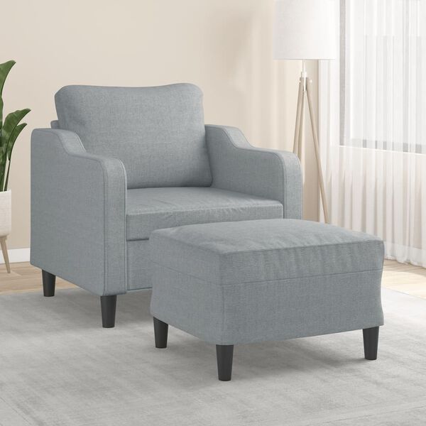 vidaXL Sofa Chair with Footstool Light Gray 23.6" Fabric