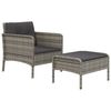 vidaXL Garden Lounge Set Grey, Dark Grey Poly Rattan, Powder-Coated Steel