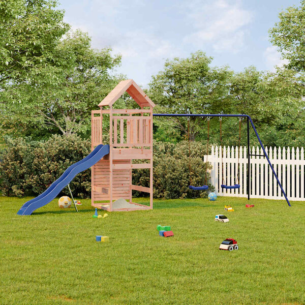 vidaXL Outdoor Playset Natural wood and blue