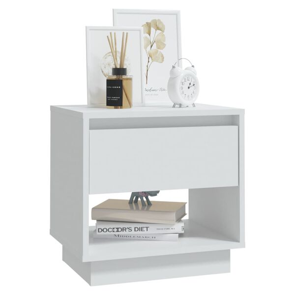 vidaXL Bedside Cabinet Set of 2 White Engineered Wood Medium