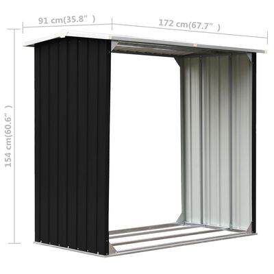 vidaXL Log Storage Shed Galvanized Steel 67.7"x35.8"x60.6" Anthracite