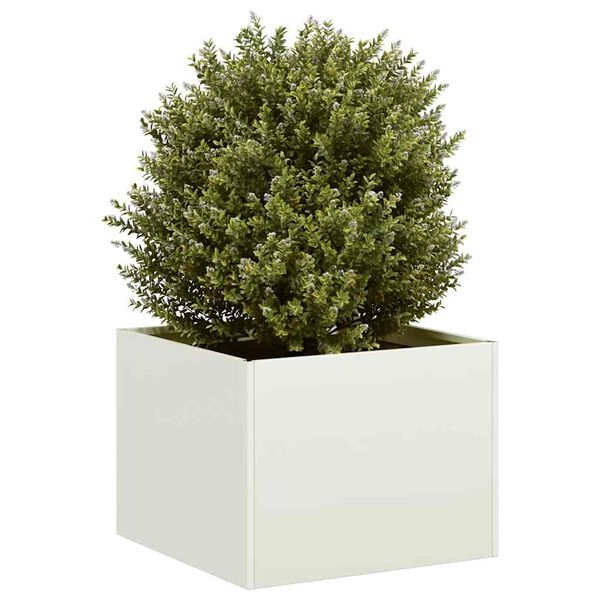 vidaXL Planter White Cold-rolled steel Large Decorative Inlays Planter