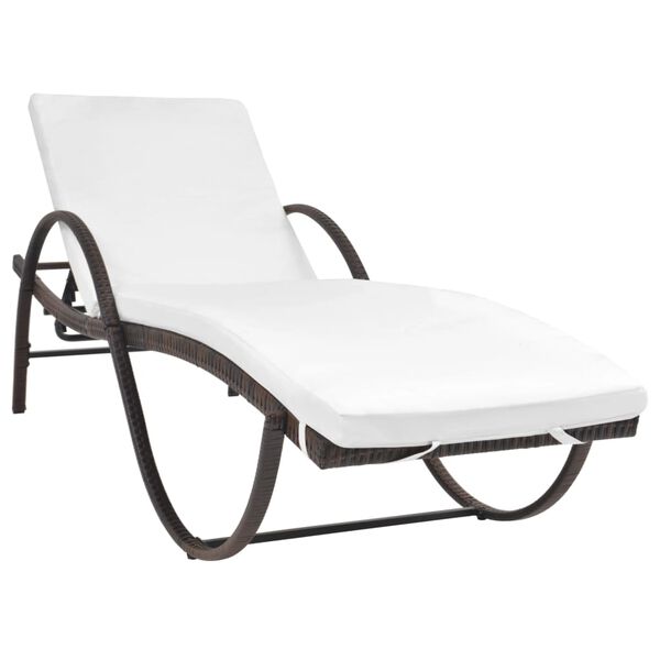 vidaXL Outdoor Bench Brown, Cream White PE Rattan, Powder-coated Steel