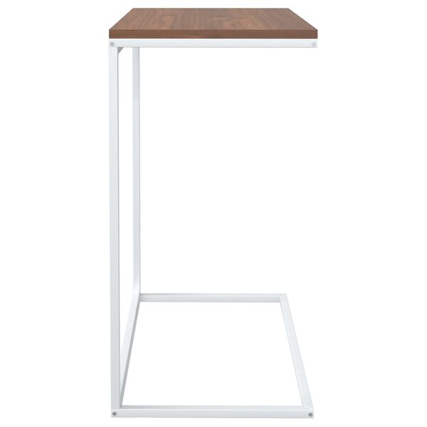 vidaXL Side Table White and Brown Engineered Wood and Iron Compact