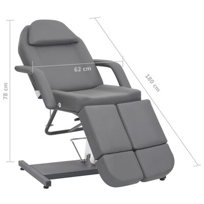 vidaXL Beauty Treatment Chair Faux Leather Gray 70.9"x24.4"x30.7"