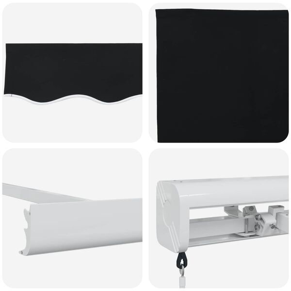 vidaXL Retractable Awning Black 137.80" x 98.43" Fabric and Metal