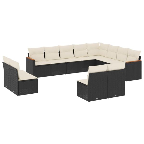 vidaXL Garden Sofa Set Black PE rattan Large Modular Garden Sofa Set