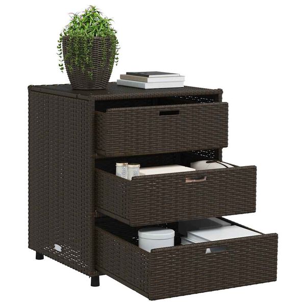 vidaXL Garden Storage Cabinet Brown PE rattan Medium Garden Storage