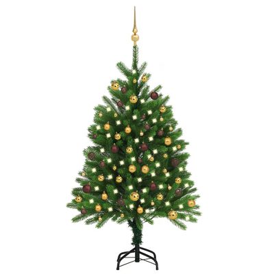 vidaXL Artificial Christmas Tree with LEDs&Ball Set 47.2" Green