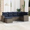 vidaXL 6 Piece Patio Sofa Set with Cushions Gray Poly Rattan