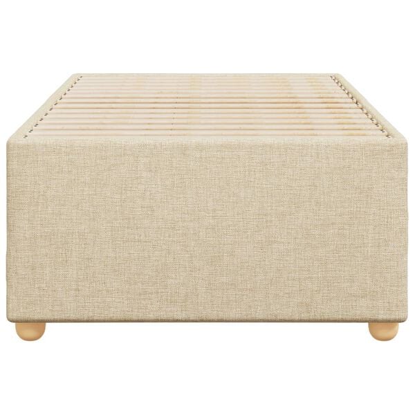vidaXL Bed Frame Cream Polyester, Plywood, Engineered wood Single