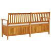 vidaXL Bench Brown, Cream White Solid Acacia wood, 100% polyester fabric