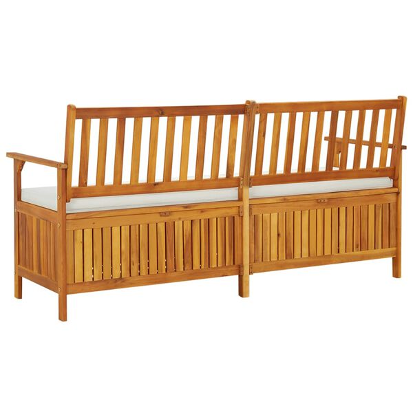 vidaXL Bench Brown, Cream White Solid Acacia wood, 100% polyester fabric