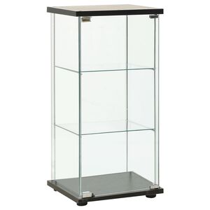 vidaXL Storage Cabinet Black and Clear Toughened Glass and Engineered Wood