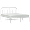 vidaXL Bed Frame White Powder-Coated Steel 55.1 x 78.7 in Tough